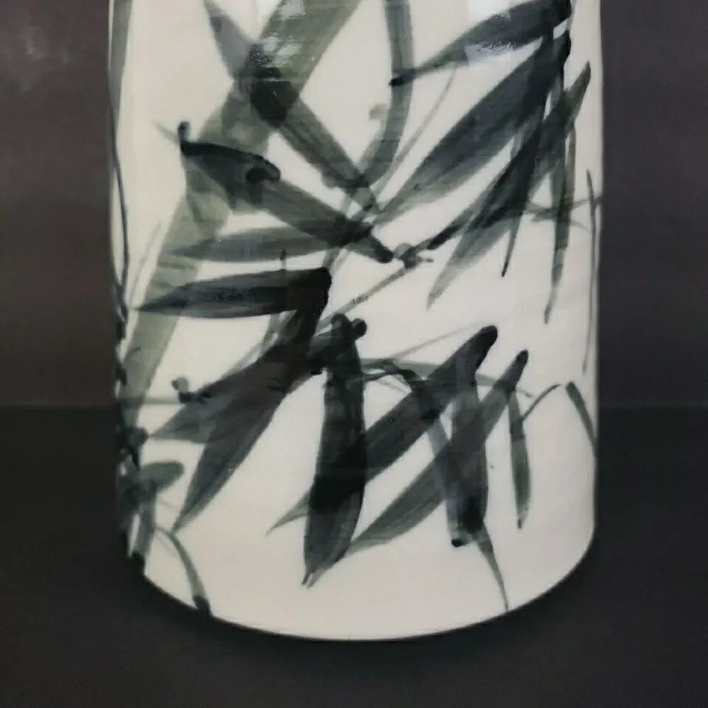 Studio Art Pottery Vase Bamboo Motif 9